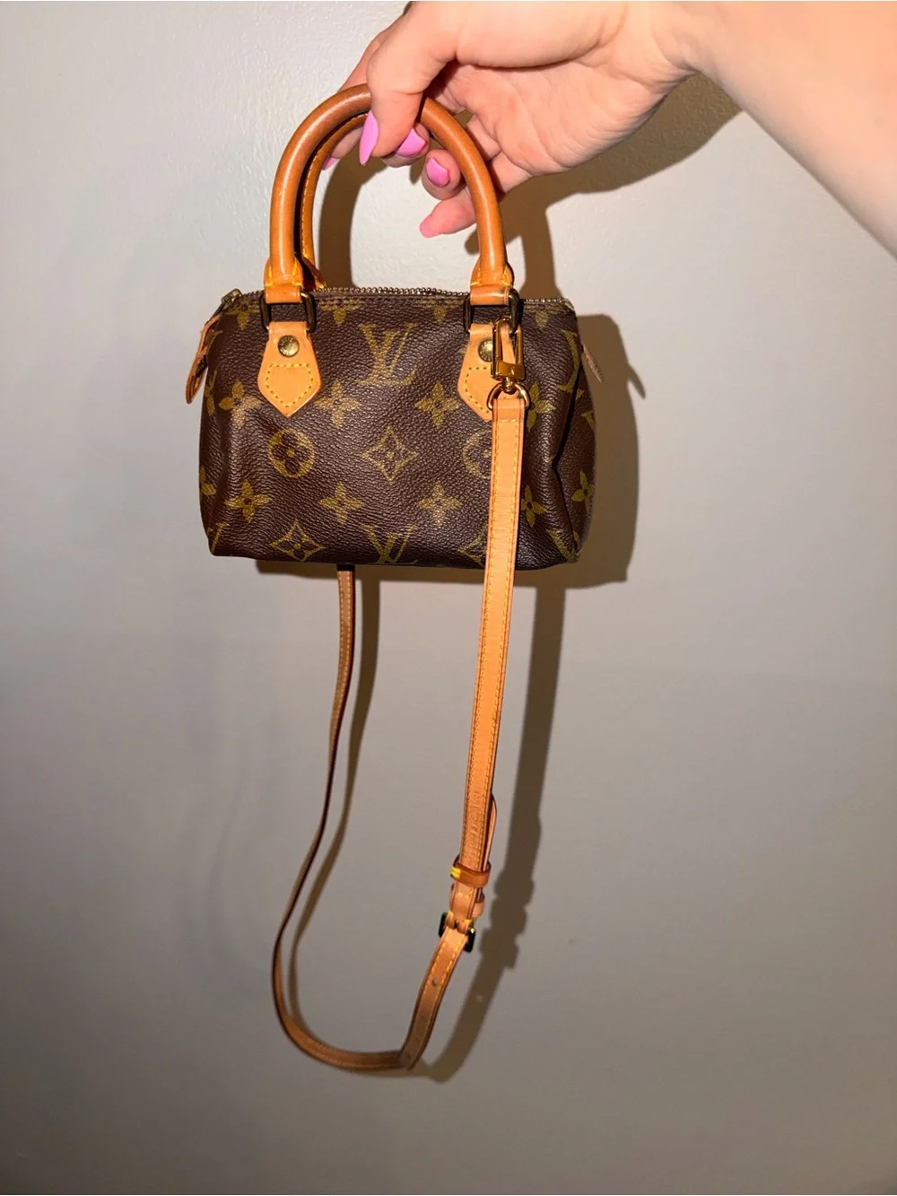 Louis Vuitton Brown Monogram Nano Speedy Bag with Strap